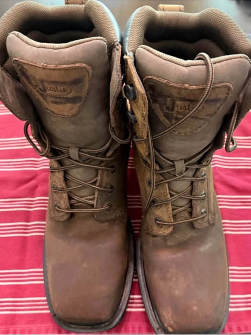 Justin Boots Brown Lace-Up Work Steel Toe Safety Boots